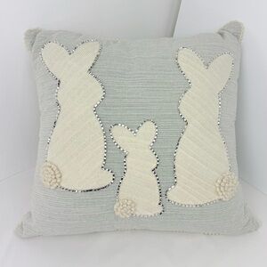 Spring Gatherings Three Bunny Light Blue Textured Seasonal Easter Accent Pillow